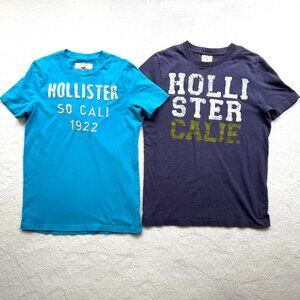 Hollister T Shirt Lot Of 2 Youth Teen/Boys Size M Aqua Blue Soft Cotton School